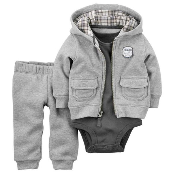Conjuntos de roupas crianças bebê bebes menino roupas conjunto jaqueta com capuz macacão calças infantil menina outono primavera crianças ternos nascidos lj201223 dro dhhng