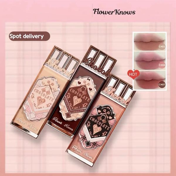 Flower Knows Chocolate Wonder-Shop Cloud Lip Cream Suavidade de longa duração Velvet Matte Lip Glaze Gloss 4,5ml 240311