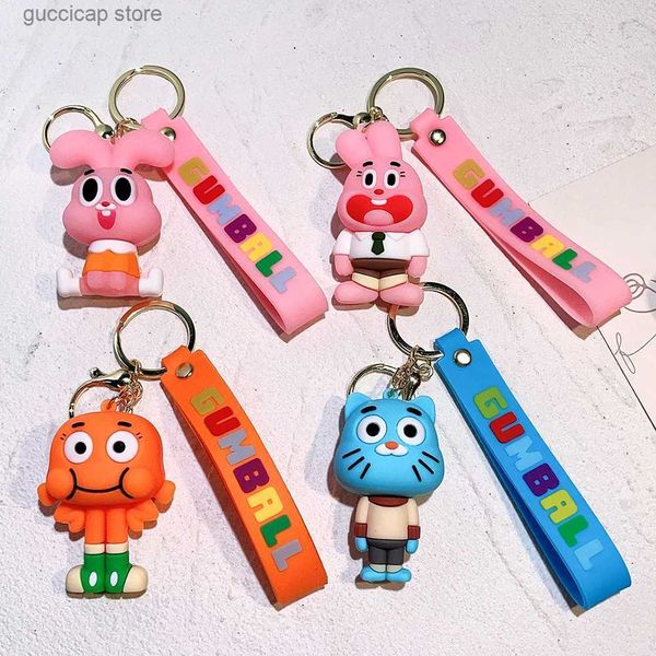 Anahtarlıklar Landards Gumball Keychain Öğrenci Çantası'nın İnanılmaz Dünyası Tüm Eşleşen Araba Anahtarları Noel Hediyeleri Y240316