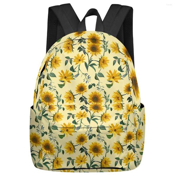 Mochila Girassol Amarelo Mulheres Homem Mochilas À Prova D 'Água Multi-Bolso Escola para Estudante Meninos Meninas Laptop Book Pack Mochilas