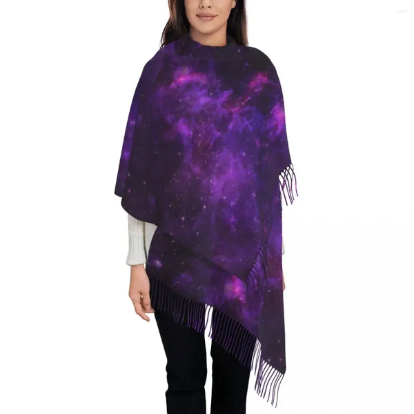 Sciarpe Sciarpa calda invernale Scialli Galaxy viola e avvolgono lo spazio stellato stampato Bufanda Lady Involucri casual