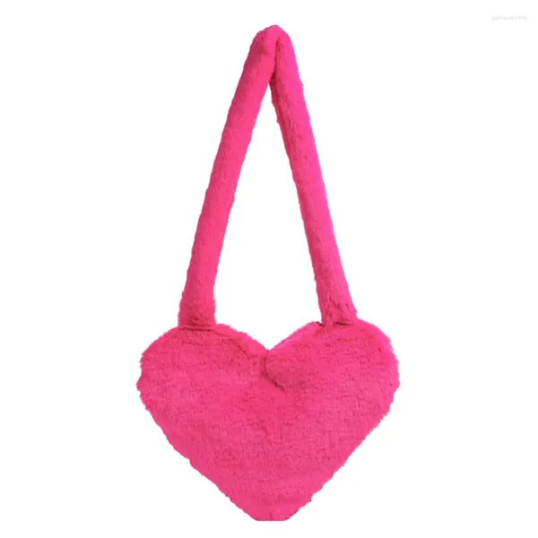 Umhängetaschen Frauen Plüsch Tasche Große Kapazität Herz Form Stilvolle Messenger Weiche Pelz Niedlichen Kunstpelz Einkaufen