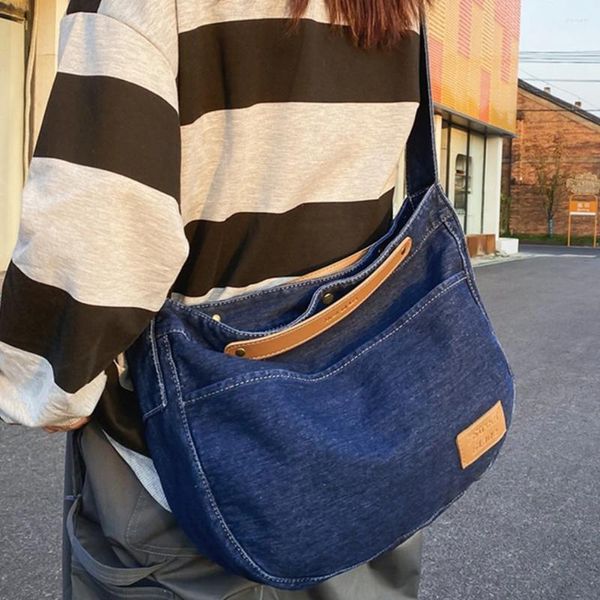 Borsa a tracolla in denim da donna Hobo Borsa in jeans leggera Borsa a tracolla versatile di grande capacità Borsa a tracolla semplice casual