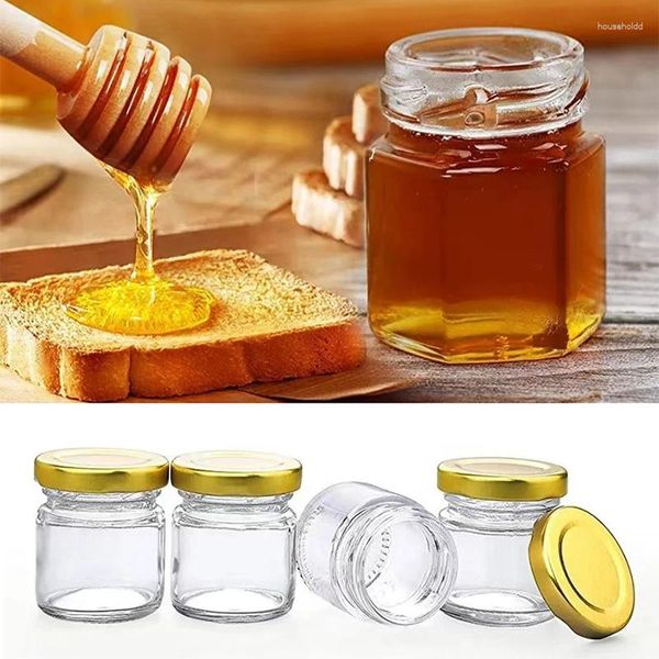 Aufbewahrungsflaschen Mini-Glas mit Deckel Bienenanhänger Juteseil Kleine Behälter für Marmeladensüßigkeiten Honiggläser Hochzeitsfestbevorzugungen