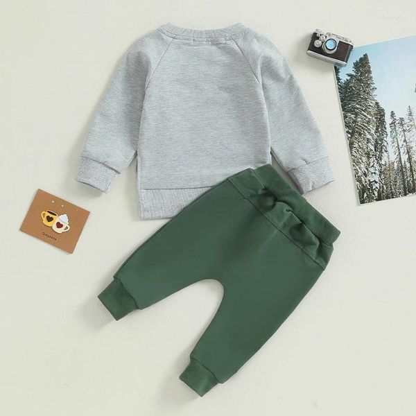 Giyim Setleri Toddler Boy Boy Kız Kıyısı Uzun Kollu Crewneck Pullover Sweatshirt Üst Jogger Pants Set Sonbahar Kış Giysileri