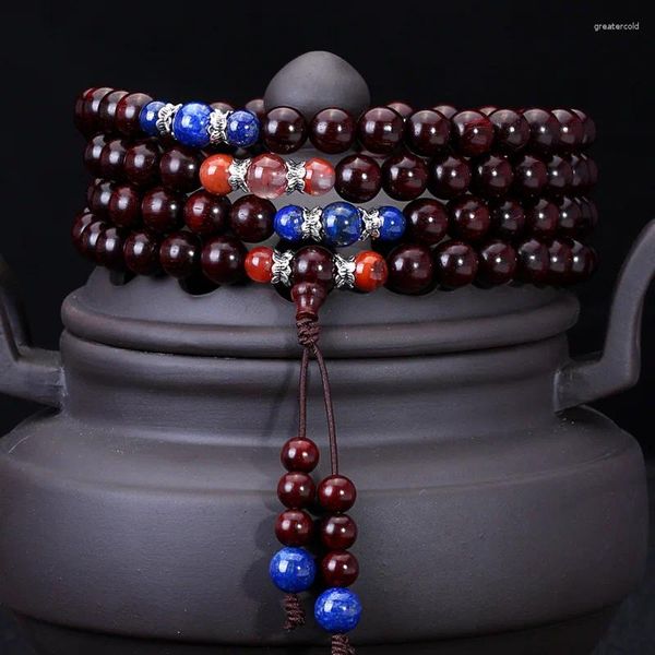 Strand livre folheto vintage sândalo 108 óleo de alta densidade de madeira buda grânulo pulseira ornamentos masculino feminino pulseira