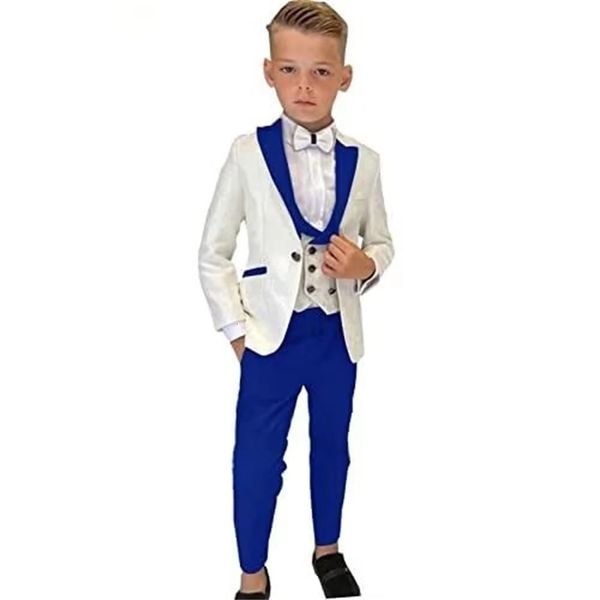 Klassische 3-teilige Paisley-Anzüge für Jungen, schicker und stilvoller Jungen-Smoking, formelles Outfit für Kinder, Blazer, Weste und Hose für Party 240313
