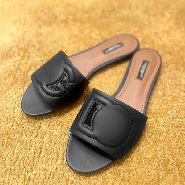 Neuer Stil echter Leder flacher Sandalen Slipper Frauen Männer Luxusschuhe rutschen Außen sexy Haus Sliders Sunny Summer Chunky Heel Mule Designer Loafer Pool Sandale Girl Girl