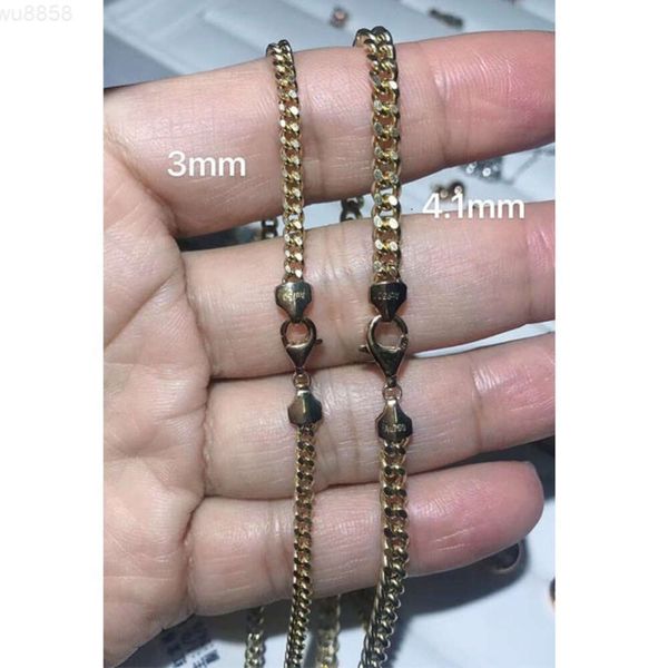 Xinfly 3.1mm 4.2mm 5.3mm Hiphop Gioielli di moda Curb piatto Miami Catene a maglie cubane Collana in oro massiccio 18k Uomo Donna