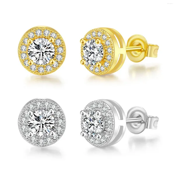 Orecchini a bottone rotondi con pavé di zirconi CZ per donne e ragazze Danity Ear Jewelry, regalo di Natale per l'anniversario