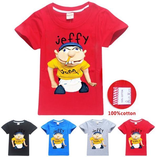 sml Детские футболки с принтом Jeffy 614T Kids Boys Cartoon Print 100 Хлопковые футболки 115165см Детская дизайнерская одежда для мальчиков KSS3831173552