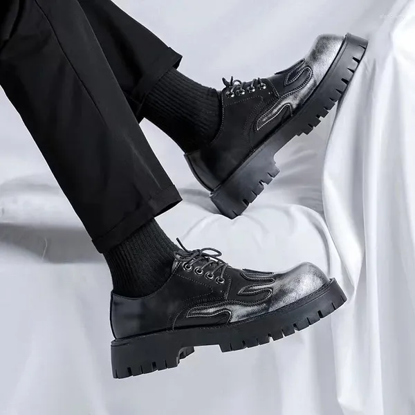 Casual Schuhe Koreanische Version Der Trend Mode Dicke Sohle Erhöhen Auto Nähen 2024 Sommer Jugend Retro Leder Männer