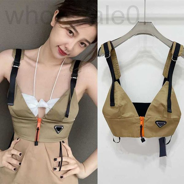 Tanques femininos Camis designer Yu Shuxin mesmo estilo francês doce e legal garotas gostosas com alto senso de design Roupas de trabalho finas colete pequeno XGBO