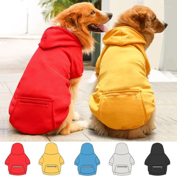 Vestuário para cães outono e inverno velo ouro zíper bolso suéter para cães grandes médios pequenos trajes roupas para animais de estimação suprimentos