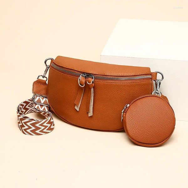 Sacos de ombro de luxo couro genuíno mulher saco peito alta qualidade vaca feminina crossbody com pequena bolsa bolsas femininas cintura