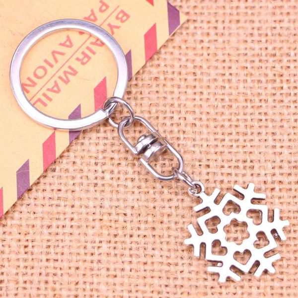 Schlüsselanhänger 20 stücke Mode Schlüsselanhänger 29/23 mm Schnee Schneeflocke Anhänger DIY Männer Schmuck Auto Schlüsselanhänger Ring Halter Souvenir für Geschenk