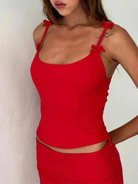 Tanques femininos Mulheres saia de verão roupas mini arco colher pescoço cami tops com fenda bodyocn conjunto roupas de festa