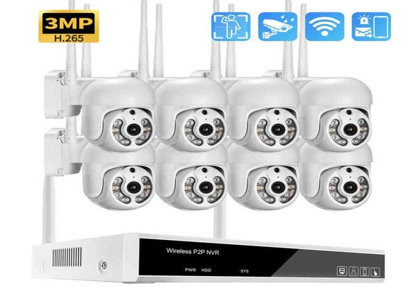GADINAN 8CH 3MP Auto Human Track PTZ Sistema CCTV wireless Intercom WiFi IP Security Camera set P2P NVR Kit di sorveglianza di videostrutimenti J22056103810