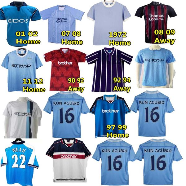 MANS CIDADES Retro Classic Soccer Jerseys 1972 73 1994 96 97 98 99 2000 01 02 03 07 08 09 2011 12 14 15 16 KUN AGUERO ANELKA Wembley ROBINHO TOURE YAYA Mpenza Kompany Camisas