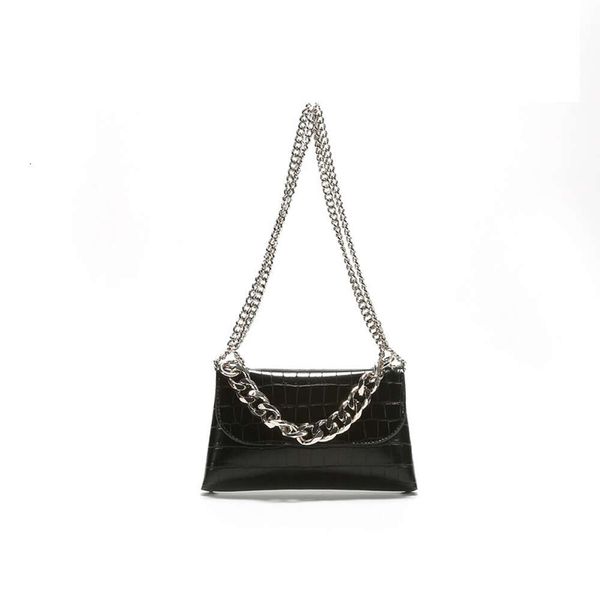 Женская большая черная ручная сумка на цепочке с крокодиловым узором в стиле S, модная и простая сумка через плечо на одно плечо, стильная сумка через плечо