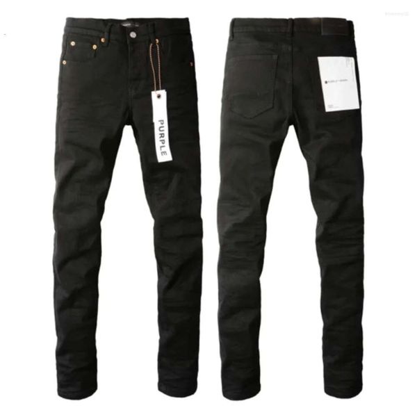 2024 jeans masculinos roxo marca sólida streetwear moda preto denim magro estiramento hhui888