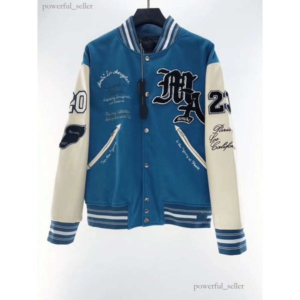 Giacche di design in cotone Bomber Giacca a vento da uomo Varsity Baseball da uomo Hip Hop Harajuku Lettera Patchwork in pelle Tianma Ricamo Streetwear Uomo Cappotti unisex 776