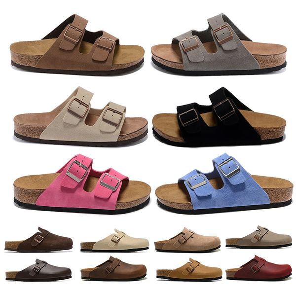 2024 chinelos sandálias de praia sapatos preguiçosos amantes scuffs designer treinadores novo saco de couro cabeça puxar cortiça feminino masculino verão praia sliders ao ar livre indoor sapatos