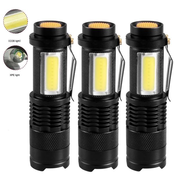 Venda quente Sk68 Side COB Luz Forte Com Foco Telescópico Mini Lanterna Portátil LED Ao Ar Livre 390917