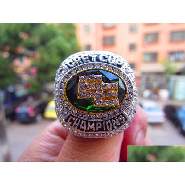 Anéis de cluster Edmonton Eskimos The Grey Cup Team Championship Ring com caixa de madeira Homens Sport Fan Lembrança Presente Atacado Drop Delive Dh07L