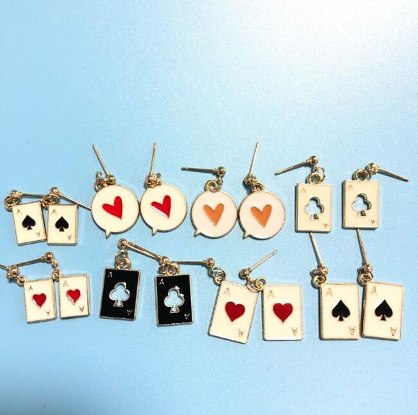 Böhmische Spielkarte A-Ohrringe, niedliche Perlenohrringe für Frauen, Vintage-Hochzeit, Cartoon-Fransen, Mädchen-Party-Geschenke, bunte Herz-Statement-Ohrringe aus Metall