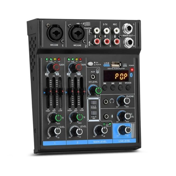 Mixer Mini Mixer Profissional Digital Audio Console de mixagem de som portátil com placa de som Função Bluetooth
