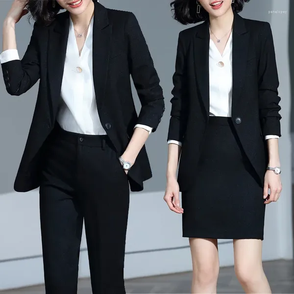 Zweiteilige Damenhose, schwarze Anzugjacke, koreanische High-End-Formelle Kleidung für den professionellen Arbeitsplatz, Präsidentin, modisch