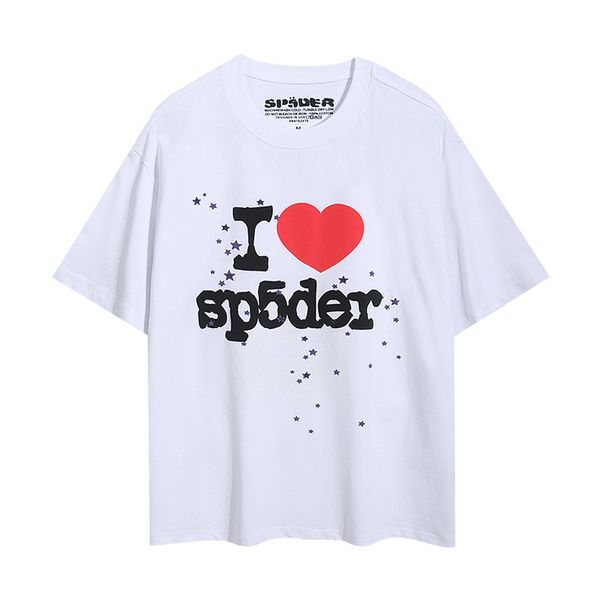 sp5der Sleeve High Street Young Thug Lose Oversize Casual T-shirt Baumwolle Shirts für Männer 555 Spider T Shirt Frauen Xh 916 732