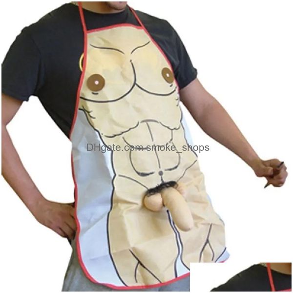 Aventais Engraçado Novidade 3D Homem Nu Cozinhando Avental para Fantasia Vestido Presente Design Amantes 201007 Drop Delivery Home Garden Têxteis DHCR2