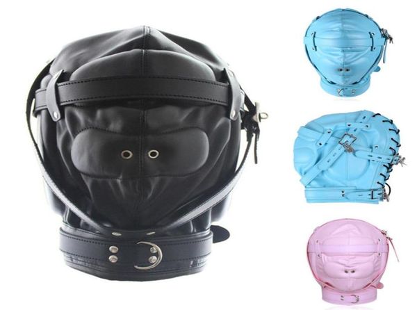 2017 Nuovo Fetish PU Leather Bondage Hood SM Maschera totalmente chiusa con serratura BDSM Slave Restraints Giochi per adulti Giocattolo del sesso per coppie Y9468986