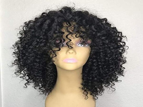 150 densidade frente do laço perucas de cabelo humano com franja profunda encaracolado cabelos brasileiros peruca para as mulheres preto pré arrancado remy diva16126802