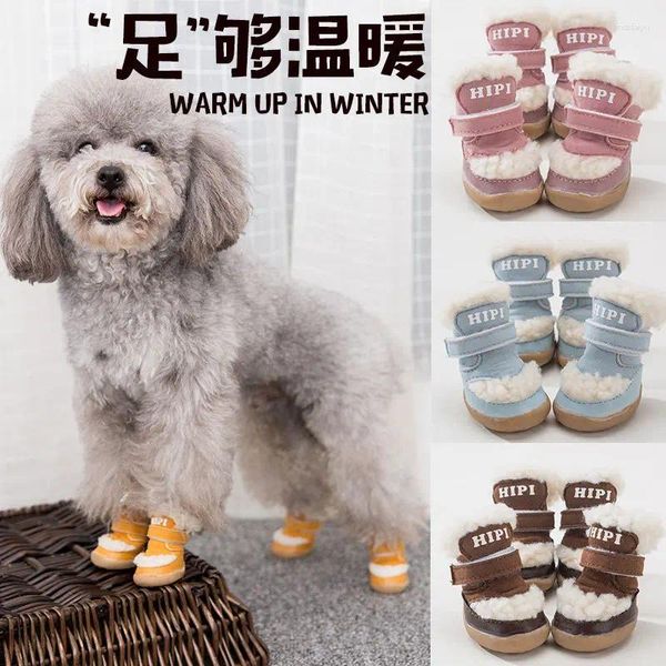 Köpek giyim evcil hayvan sıcak pamuk ayakkabıları kış kalınlaşmış kaymaz teddy bichon küçük ayakkabı kar botları köpekler için