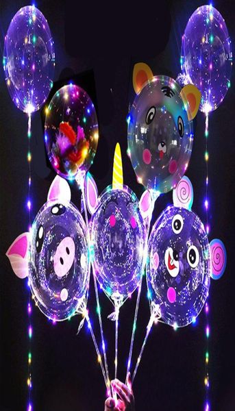 20 polegadas BOBO Balão LED Luz Multicolor Luminosa Novidade Iluminação 70cm Pólo 3M 30LEDs Luzes Noturnas para Street Stall Party2343324