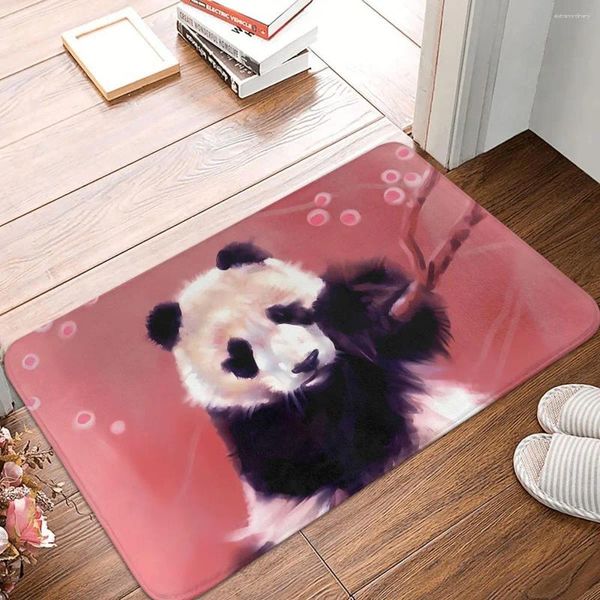 Tapetes rosa panda antiderrapante tapete capacho quarto banheiro tapete de decoração de boas-vindas