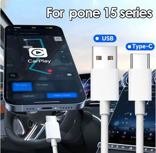 Кабель Carplay для телефона серии 15, USB A — USB C, кабель для быстрой зарядки, кабель для передачи данных мобильного телефона для Xiaomi galaxy и других устройств с портом type-c