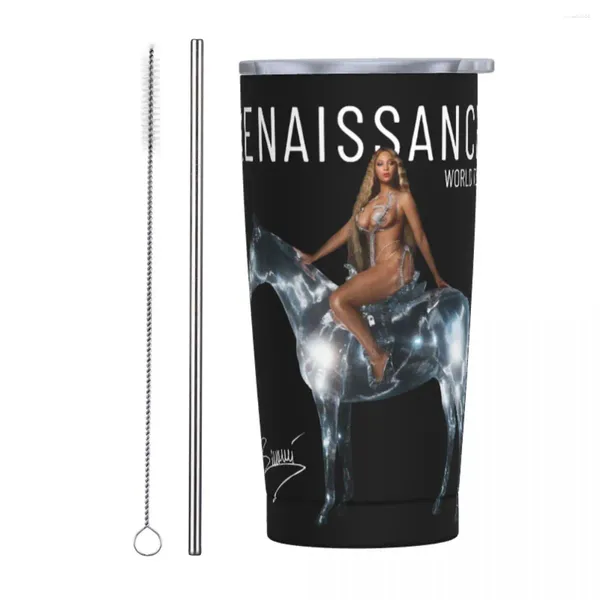 Tumblers Beyoncé Renaissance Tour 2024 Tumbler isolado com canudos concerto de música de aço inoxidável caneca térmica copos de garrafa térmica