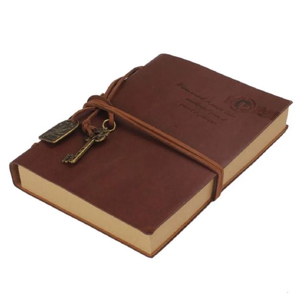 Clássico retro caderno do vintage capa do plutônio string chave encadernado em branco bloco de notas diário viagem diário sketchbook diário 240306