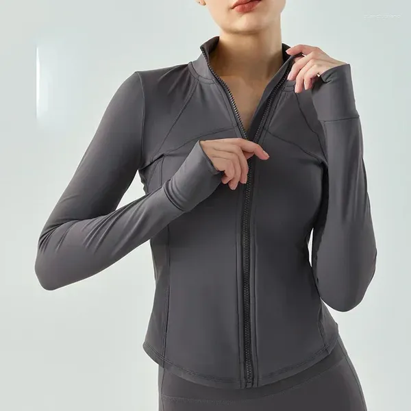 Camicie attive LO Logo Autunno e inverno Isolamento Giacca sportiva in peluche Tuta da yoga addensata Cerniera Fitness Moto FemLO Logoe