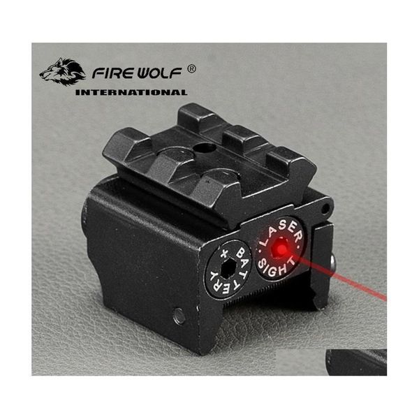 Escopos de caça Escopos de caça 650Nm 300M Mini Tactical Red Dot Laser Sight Scope 28X26Mm DC 4.5V Dual Weaver Rail Mount Compact Drop D Dhvtk