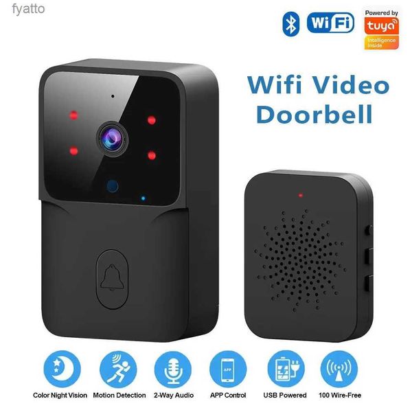 Türklingeln WiFi Türklingel Home Tuya Wireless DC AC Batteriebetriebene Kameraklingel mit Alexa Google Farbe BlackH240316