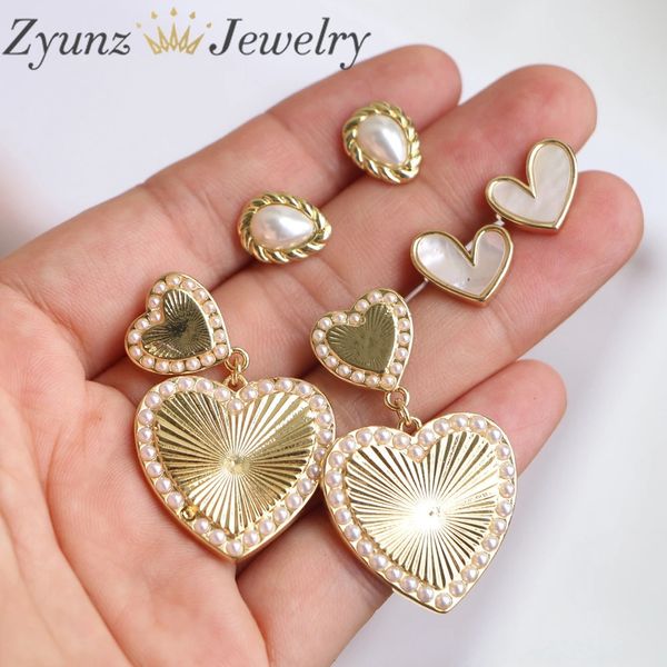 5 paia di tendenza grande cuore conchiglia perla orecchini pendenti per le donne Y2k estetica coreana gioielli con perno accessori da sposa 240313