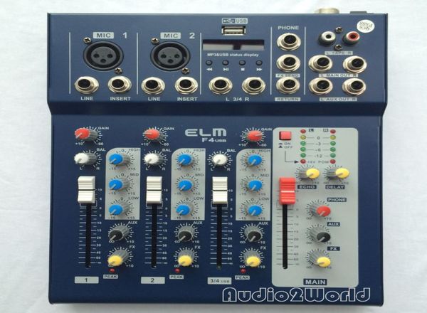 Mini Mixer de Áudio F4 Console de Mixagem Pequeno 4 Canais012345163005