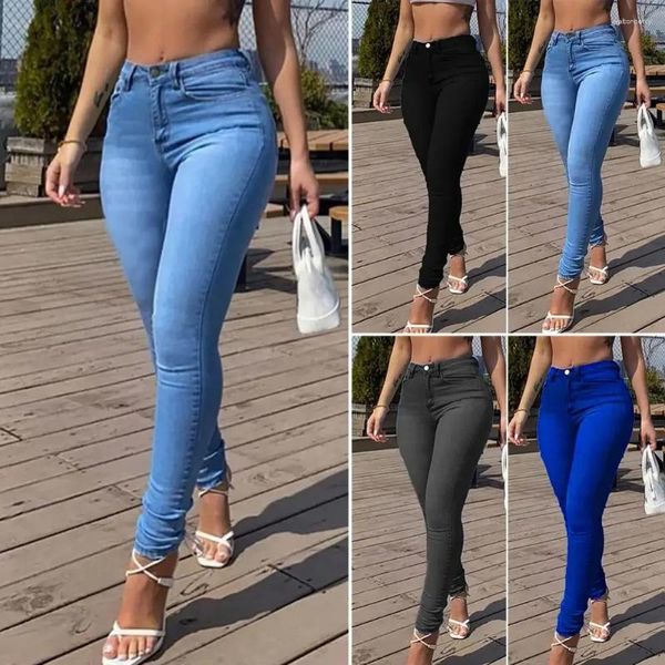 Jeans da donna Pantaloni skinny estivi Pantaloni leggings a tutta lunghezza attillati a lunga durata Pantaloni a vita media Denim accattivante per ragazza
