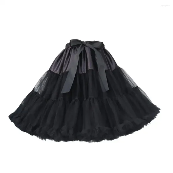 Saias Tule Saia com Bustle Elegante Mulheres Soft Forro Cintura Elástica Lace-up Bowknot para Desempenho