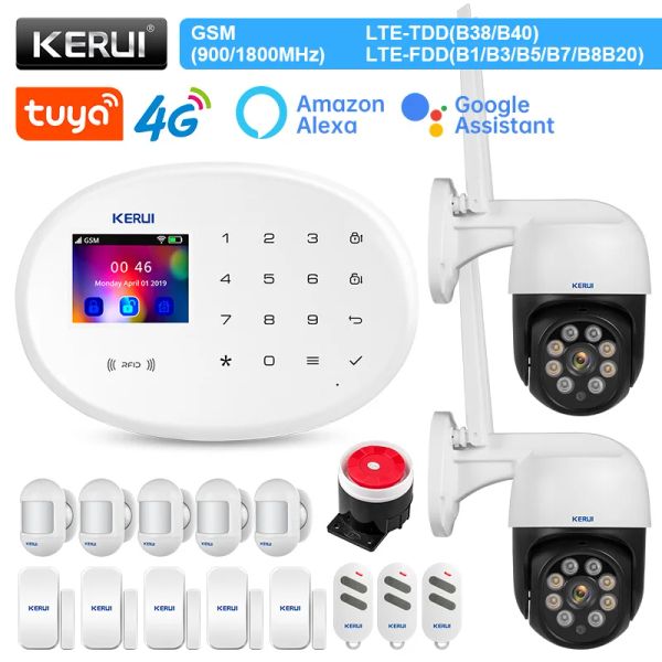 Kits KERUI W204 Smart Home Kit 4G WIFI GSM Alarm System Bewegungsmelder Türsensor Sirene Überwachungskamera Outdoor